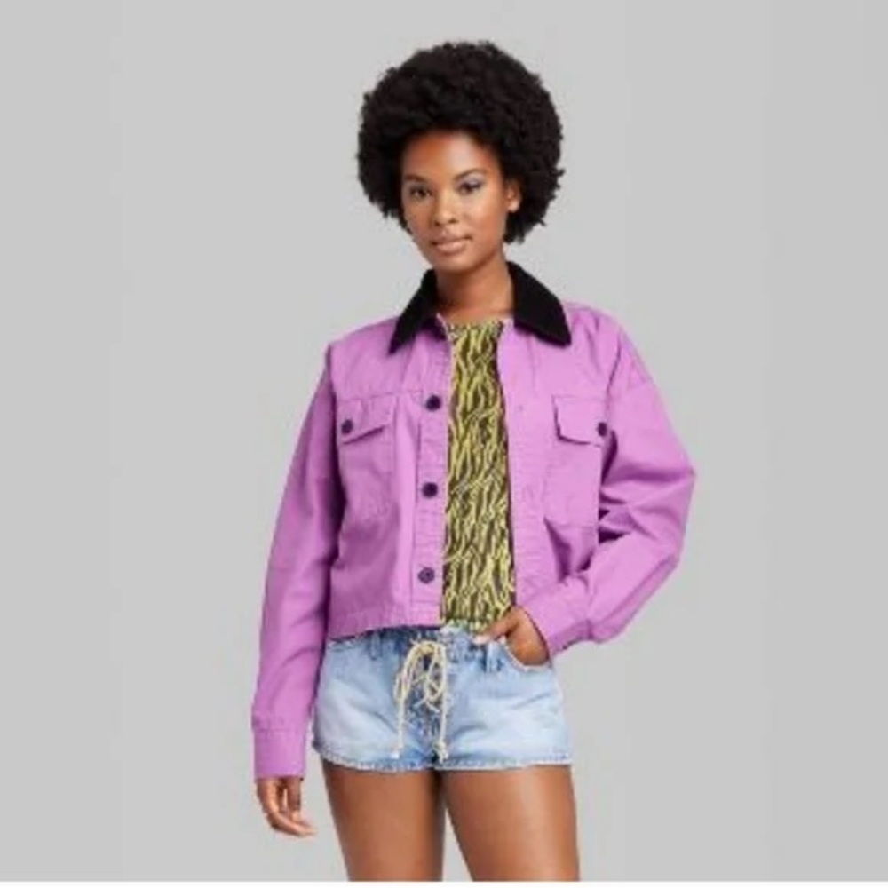 Nwt Wild Fable Purple Jacket with Black Corduroy Collar